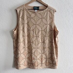 Chic Beige Geometric Tank Top